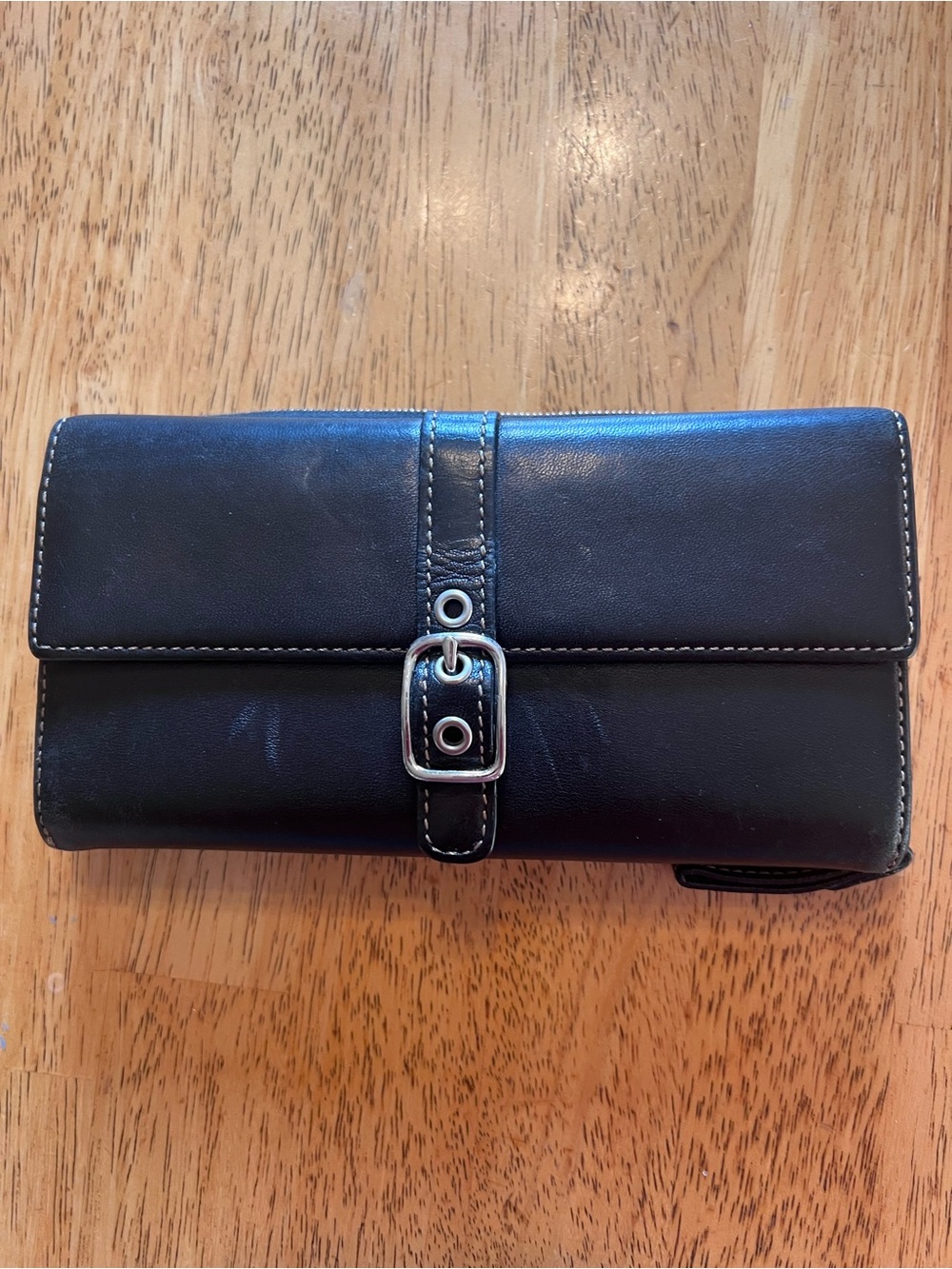 Coach Black Leather Buckle Wallet